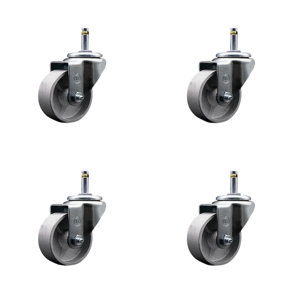 Service Caster Semi Steel Swivel Grip Ring Caster Set of 4 w/3'' Wheels & 7/16'' Stem-4 Swivel, 4PK SCC-GR20S314-SSS-716138-4 - main